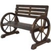 2 Person Farmhouse Wagon Wheel Wooden Bench - Image 3