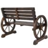 2 Person Farmhouse Wagon Wheel Wooden Bench - Image 5