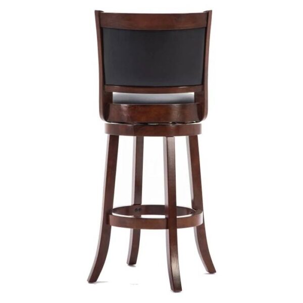 Cherry 29-inch Solid Wood Bar Stool with Faux Leather Swivel Seat - Image 2