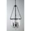 Glass Lantern Chandelier in Antique Copper Finish