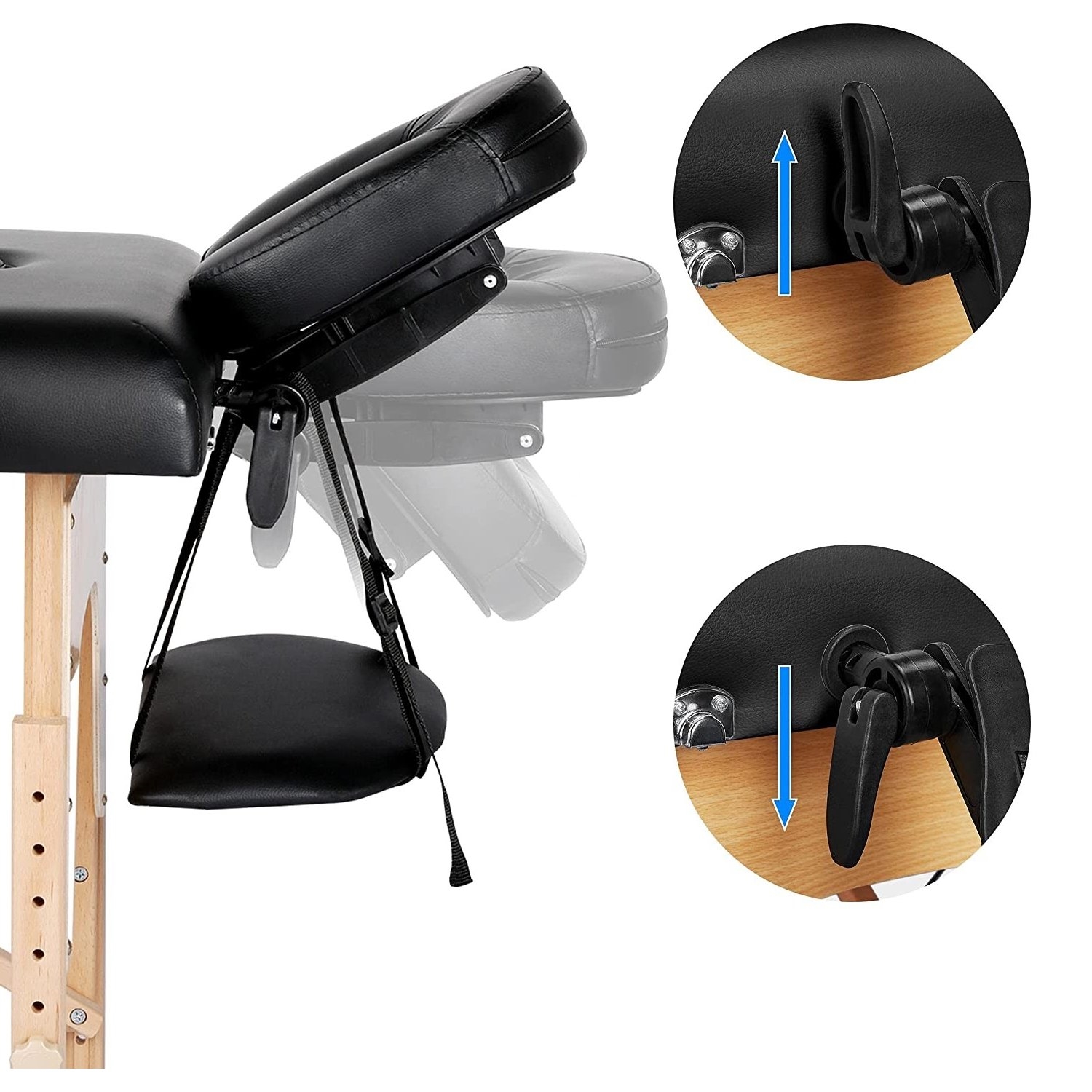Black Adjustable Portable Massage Folding Table - Image 2