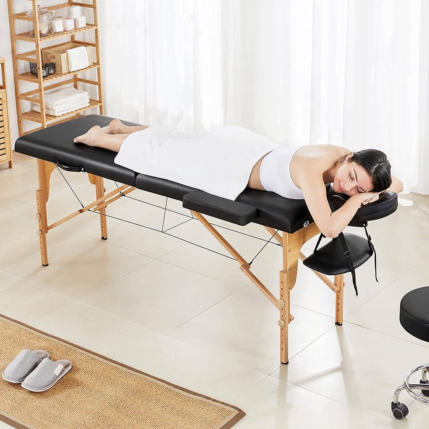 Black Adjustable Portable Massage Folding Table - Image 4