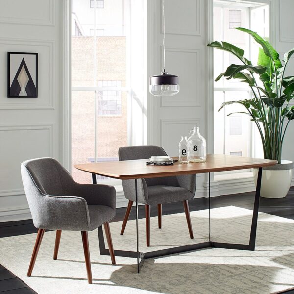Modern Mid-Century Style Dining Accent Chair in Ash Gray Upholstered Fabric - Image 3