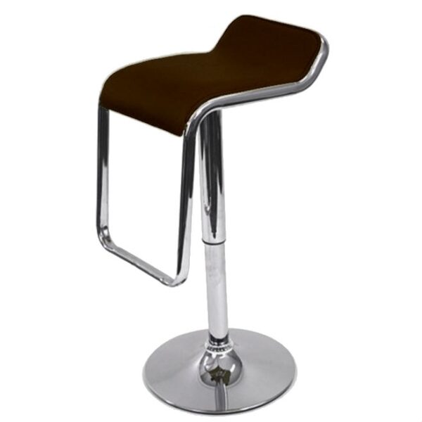 Modern Swivel Adjustable Height Bar Stool with Brown Leatherette Seat - Image 2
