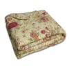 Red Pink Gold Ecru Floral Roses Quilt Throw Blanket in 100% Cotton - Image 2