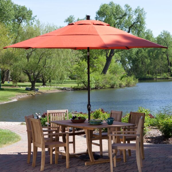 Outdoor Patio 11-Ft Market Umbrella with Push Button Tilt with Beige Shade - Image 2