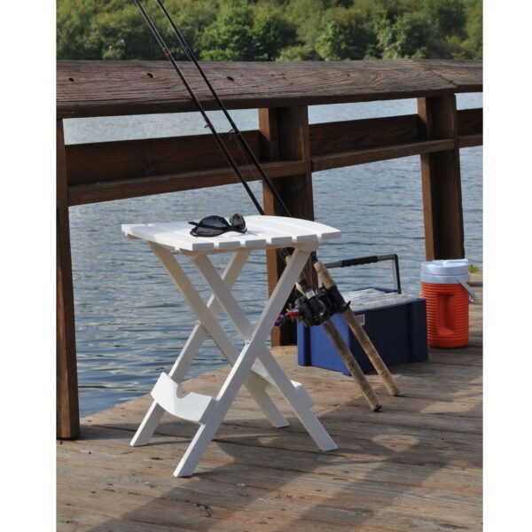 Outdoor Fast Folding Patio Side Table, White Weather Resistant Resin - Image 3
