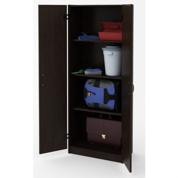 Modern 2-Door Armoire Wardrobe Storage Cabinet in Espresso Wood Finish - Image 3
