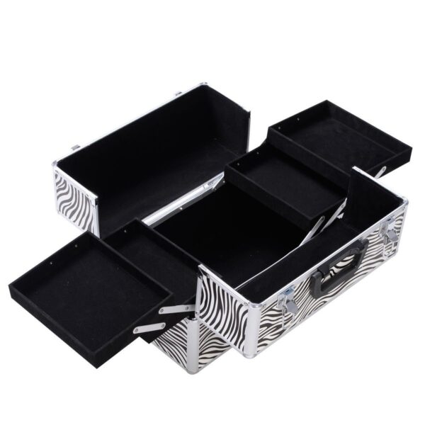 Portable Jewelry Box Makeup Storage Case Organizer in Zebra - Image 2