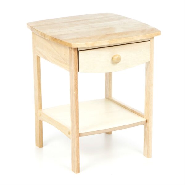 Natural Wood Finish 1-Drawer Bedroom End Table Nightstand - Image 3