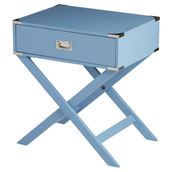 Modern 1-Drawer Bedroom Nightstand End Table in Blue Finish - Image 2