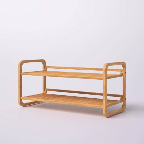 Bamboo Modern 2-Shelf Stackable Shoe Rack - Holds up to 8 Pair of Shoes - Image 3