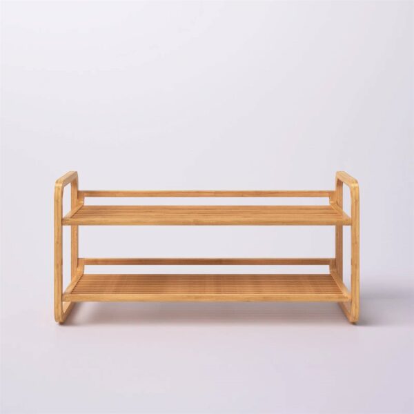 Bamboo Modern 2-Shelf Stackable Shoe Rack - Holds up to 8 Pair of Shoes - Image 4