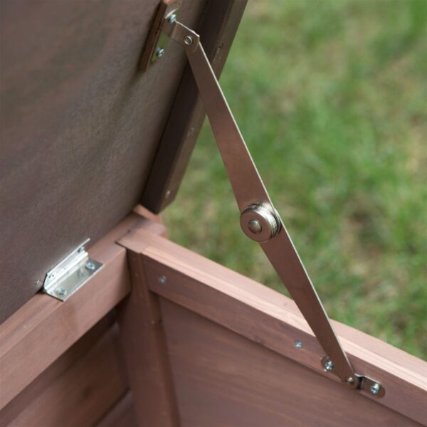 Solid Wood A-Frame Outdoor Dog House with Food Bowl and Storage - Image 5