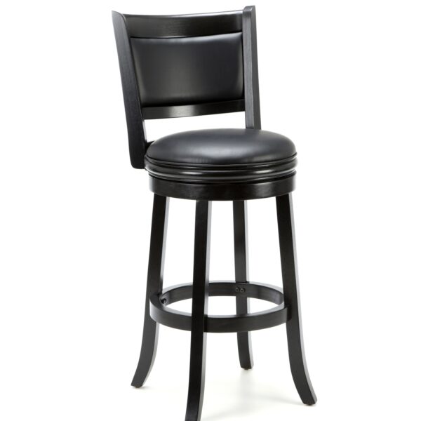 Black 29-inch Swivel Seat Barstool with Faux Leather Cushion Seat - Image 4