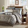 California King 12-piece Reversible Cotton Comforter Set in Brown and Blue - Image 4