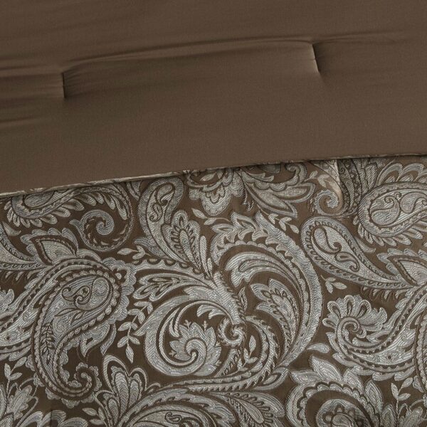 California King 12-piece Reversible Cotton Comforter Set in Brown and Blue - Image 5