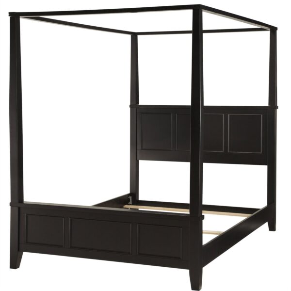 Queen size Contemporary Canopy Bed in Black Wood Finish - Image 2