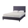 Full size Dark Blue Charcoal Linen Platform Bed with Upholstered Headboard - Image 2