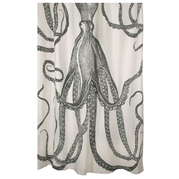 Black and White Octopus Shower Curtain 100-Percent Cotton 72 x 72-inch - Image 2