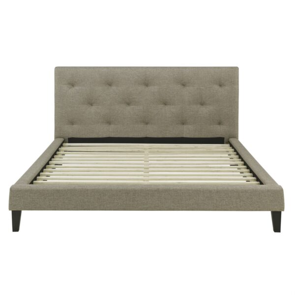 Twin size Modern Classic Upholstered Platform Bed with Tufted Headboard in Tan Beige - Image 3