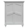 Bathroom Linen Storage Floor Cabinet with 2-Doors in White Wood Finish - Image 3