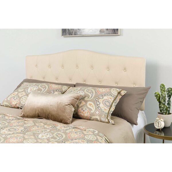 Twin size Beige Fabric Upholstered Button Tufted Headboard - Image 2