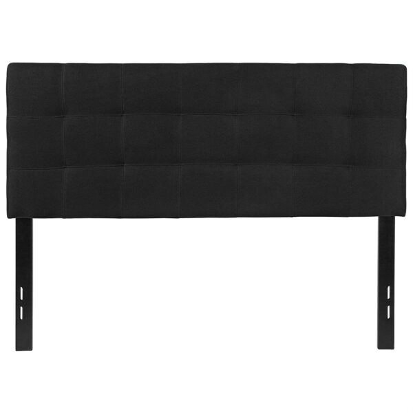 Full size Modern Box-Stitch Black Fabric Upholstered Headboard - Image 2