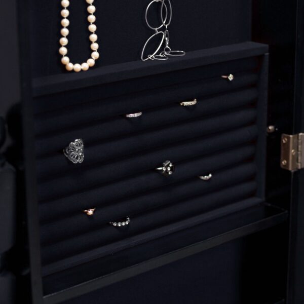 Full Length Tilting Cheval Mirror Jewelry Armoire in Black Wood Finish - Image 3