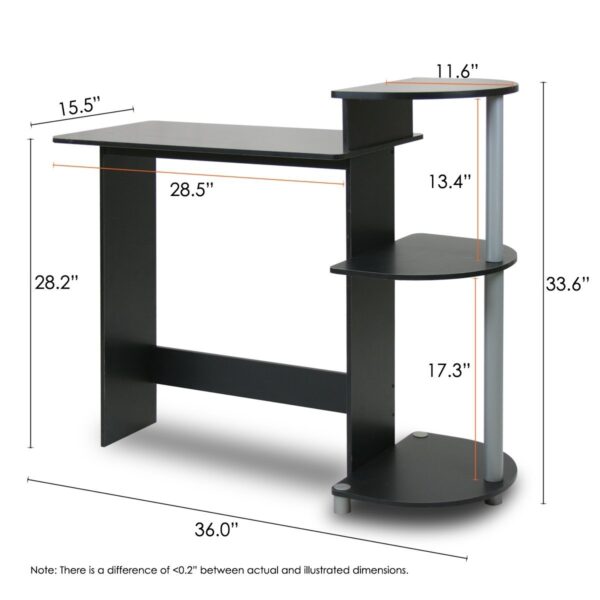 Contemporary Computer Desk in Black Grey Finish - Image 2