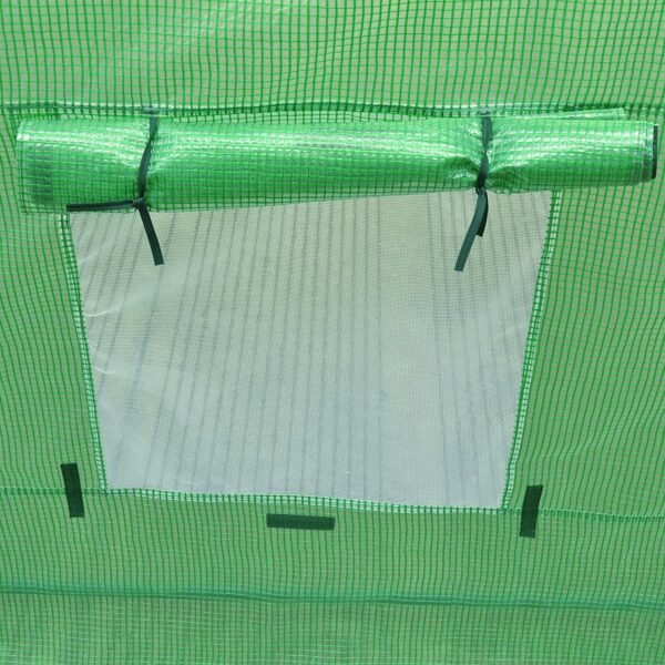 Outdoor 7 x 12 Ft Greenhouse Kit with Steel Frame and Green Cover - Image 4