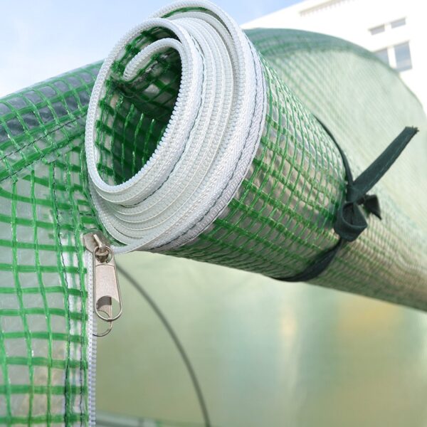 Outdoor 7 x 12 Ft Greenhouse Kit with Steel Frame and Green Cover - Image 5