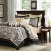 King size Cotton 12-Piece Reversible Paisley Comforter Set in Black Gold - Image 2