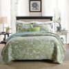 Queen 3-Piece 100-Percent Cotton Bedspread Quilt Set with Green Paisley Pattern - Image 4