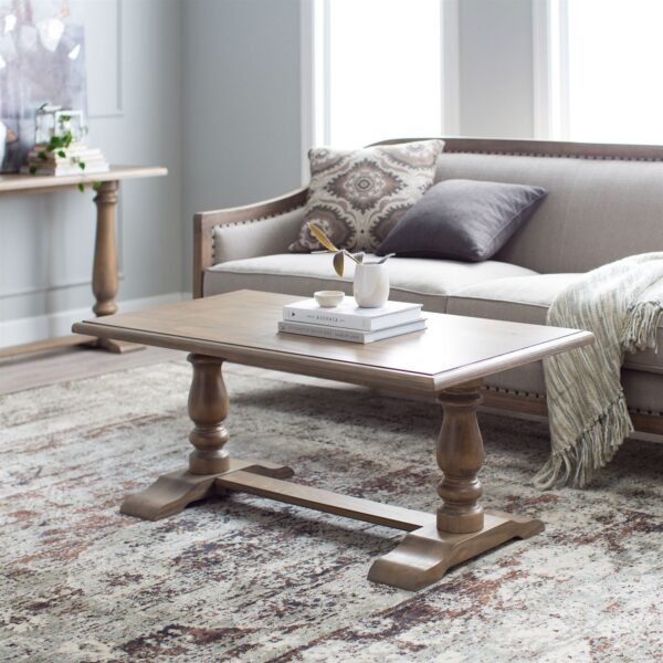 Driftwood Contemporary Classic Coffee Table with Pedestal Legs - Image 2