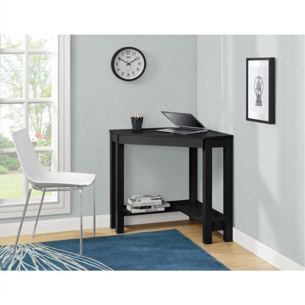 Home Office Corner Desk Laptop Writing Table with Drawer in Black - Image 3