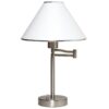 Sing Arm Table Lamp in Brushed Nickel and White Fabric Shade - Image 2