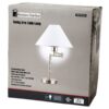Sing Arm Table Lamp in Brushed Nickel and White Fabric Shade - Image 4