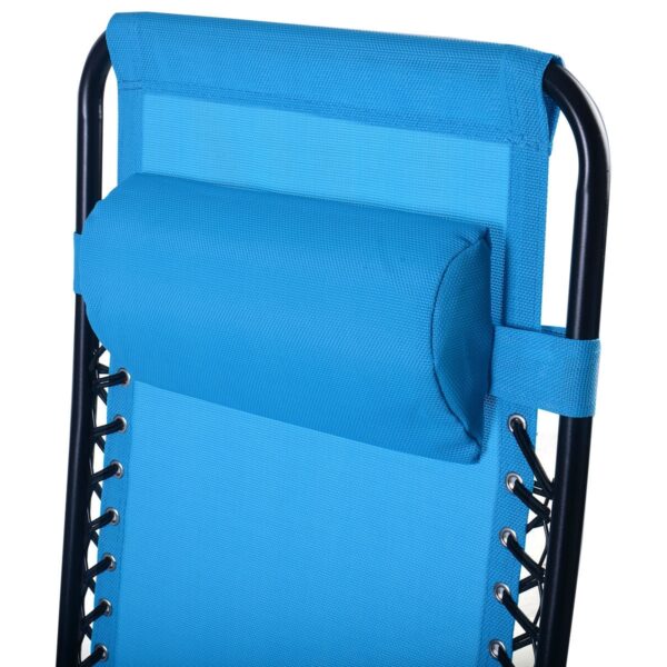 Set of 2 Blue Folding Outdoor Zero Gravity Lounge Chair Recliner - Image 5