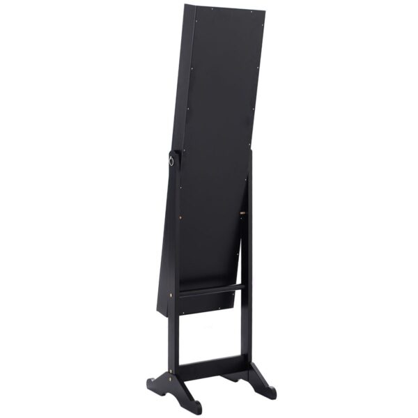 Black Wood Jewelry Storage Cabinet Freestanding Floor Mirror - Image 4