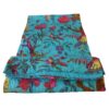 King size Blue Floral Birds Cotton Quilt Blanket Bedspread