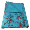 King size Blue Floral Birds Cotton Quilt Blanket Bedspread - Image 2