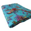 King size Blue Floral Birds Cotton Quilt Blanket Bedspread - Image 3