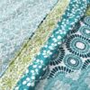 Full/Queen Cotton 3 Piece Reversible Blue White Green Floral Damask Quilt Set - Image 3