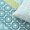 Full/Queen Cotton 3 Piece Reversible Blue White Green Floral Damask Quilt Set - Image 4