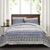 3 Piece Scandinavian Blue White Reversible Cotton Set in Full/Queen - Image 2