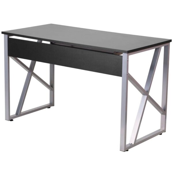 Contemporary Black Laminate Office Computer Desk with Keyboard Tray - Image 2