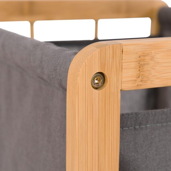 Bamboo Wood Frame Laundry Hamper with Cotton Blend Clothes Bag - Image 5