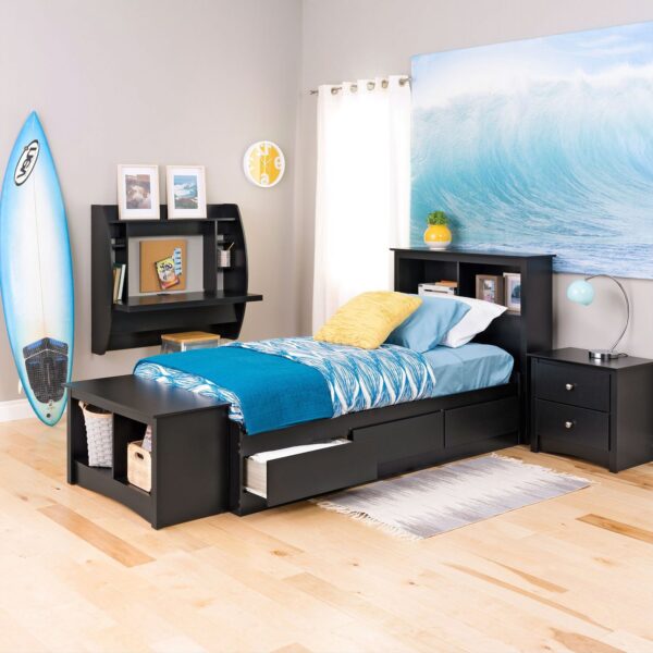 Modern Space Saving Wall Mounted Floating Laptop Desk in Black - Image 3