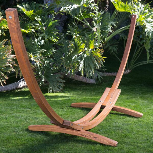 Blue 2-Person Quilted Hammock with Durable Wood Frame Stand - Image 2